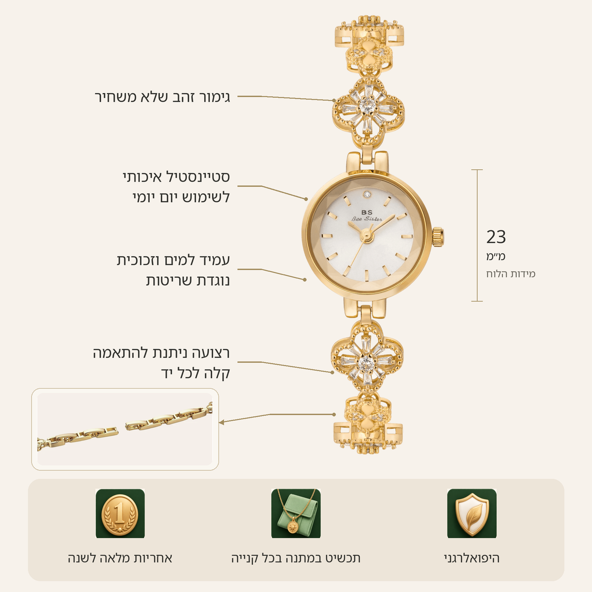 מפרט טכני – שעון Elizabeth זהב | Memory